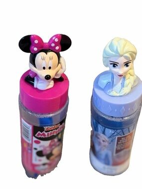 Disney Minnie Mouse & Elsa Bubble Bottles in Pink and Light Purple